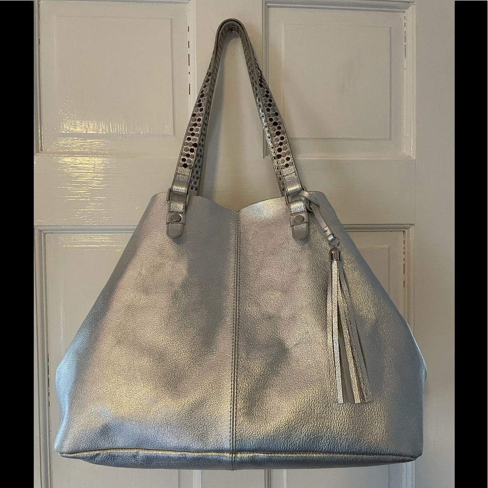 WHBM Silver leather bag